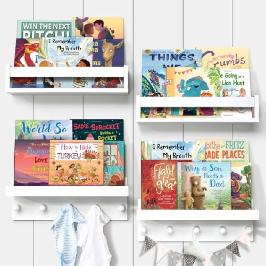 Baby Nursery Shelf - Set of Four Floating Book Shelves