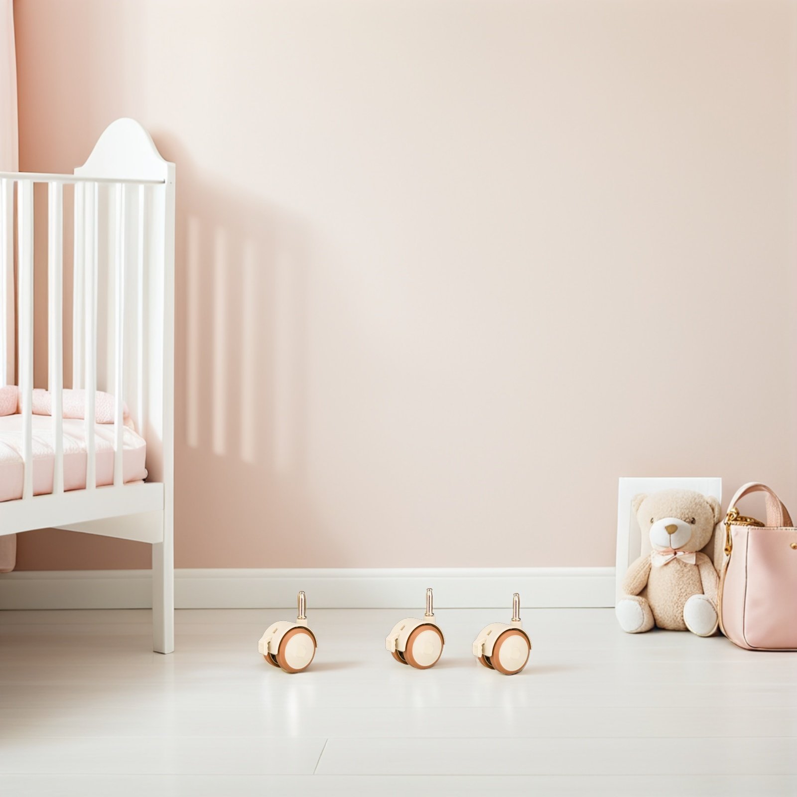 Baby Nursery Frames - 4Pcs Swivel Crib Casters Silent Rubber
