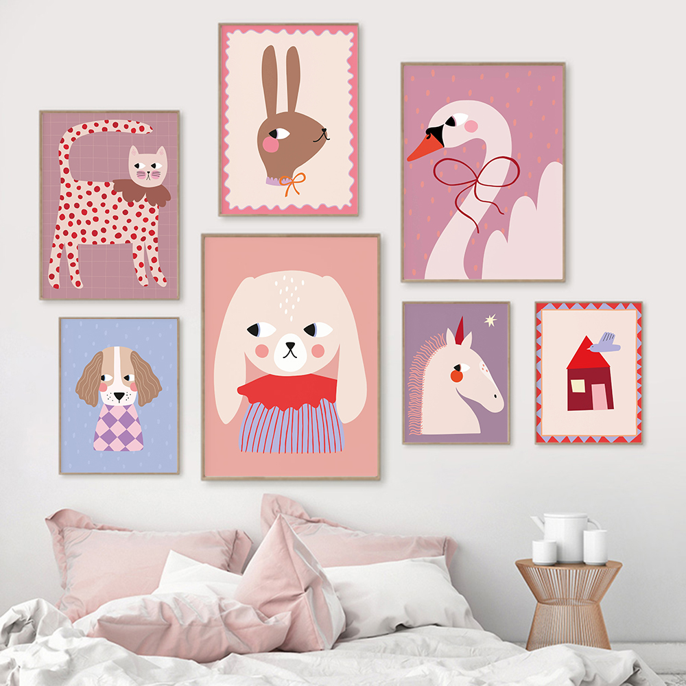 Baby Unicorn Nursery - 1pc frameless Funny Animals Bunny Dog