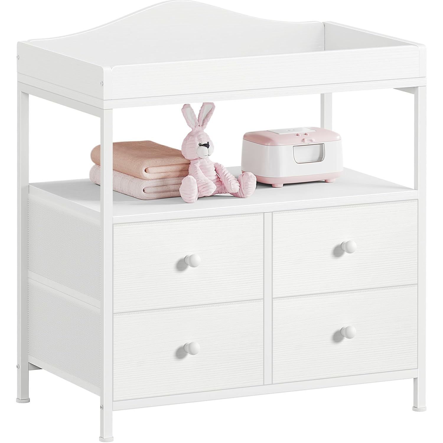 Baby Nursery Dresser Changing Table - White Baby Changing Table Dresser Open