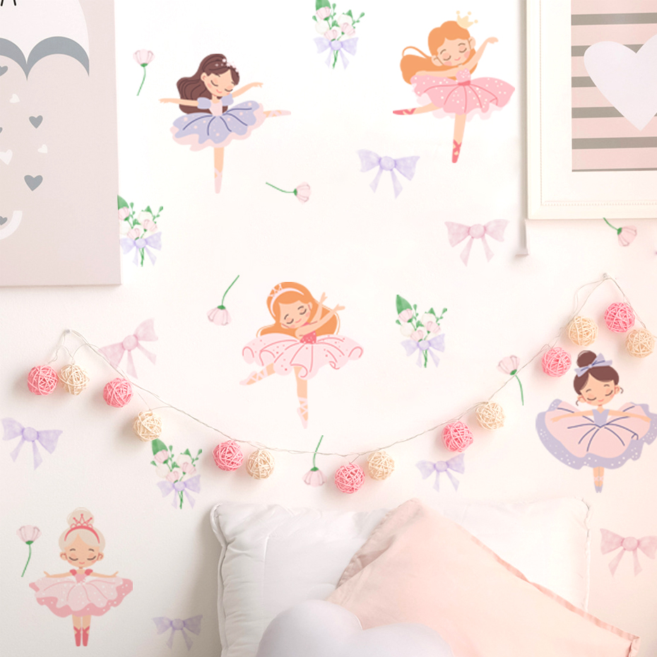 Baby Nursery Girl Room - Fairy Ballet Dancer Bow Wall Stickers