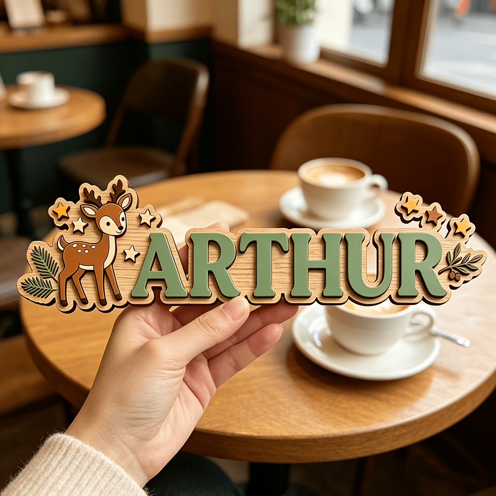 Baby Nursery Gifts - Custom Deer & Star Wooden Name