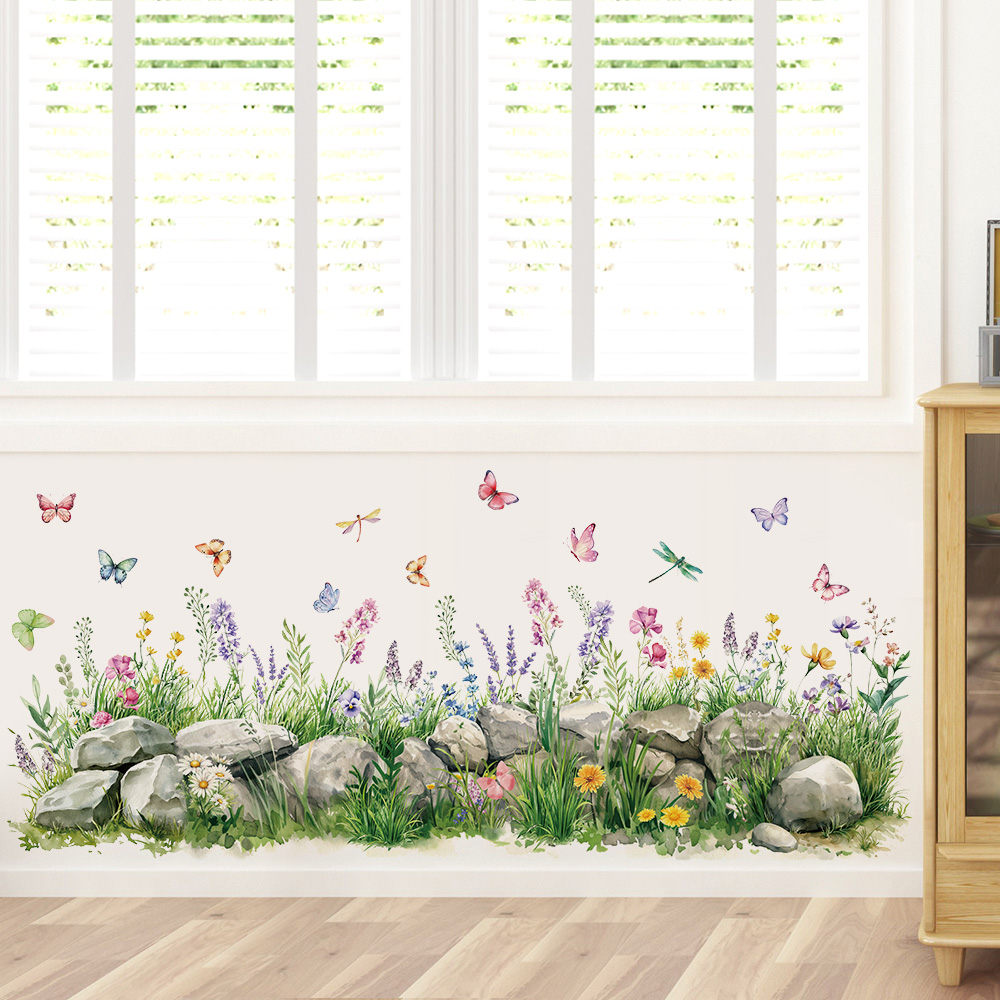 Baby Nursery Labels - Stones and Flowers Watercolor Wall Stickers