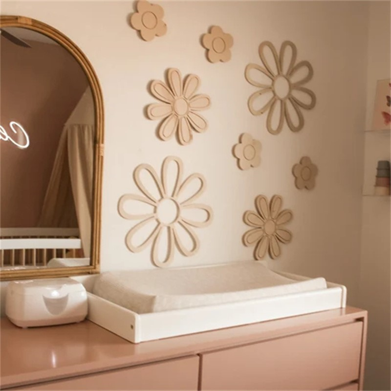 Baby Nursery Decor Girl - Ins Wooden Daisy Wall Flowers Nursery