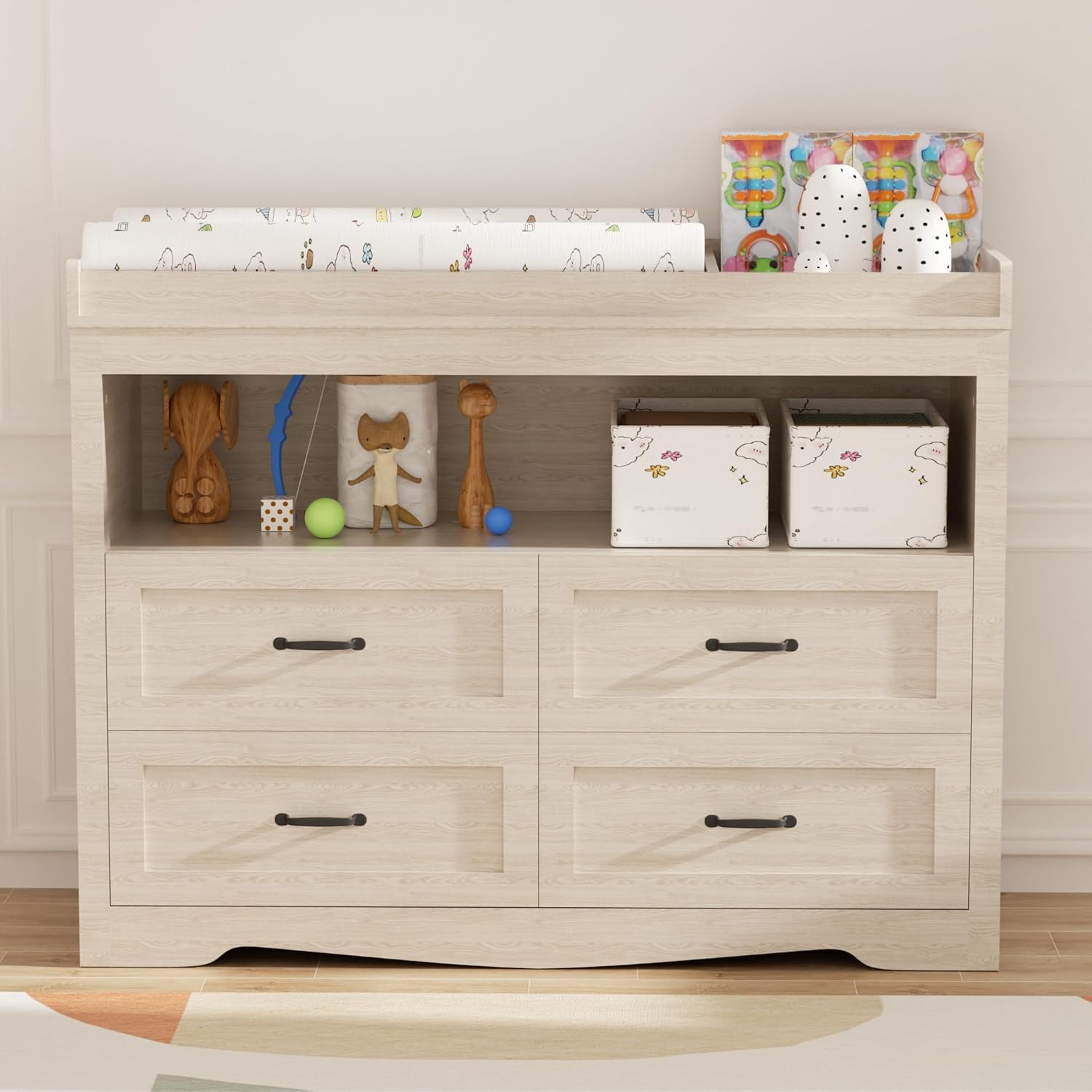Baby Nursery Dresser Changing Table - 4 Drawer Nursery Dresser Changing Table