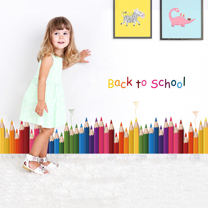 Baby Nursery Labels - Cartoon Colour Pencil Baseboard Wall Stickers