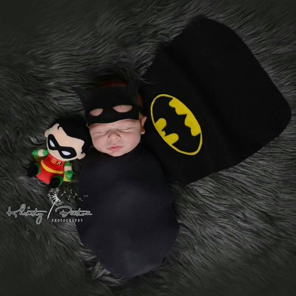 Baby Nursery Set - Newborn Baby Batman Cape and Wrap