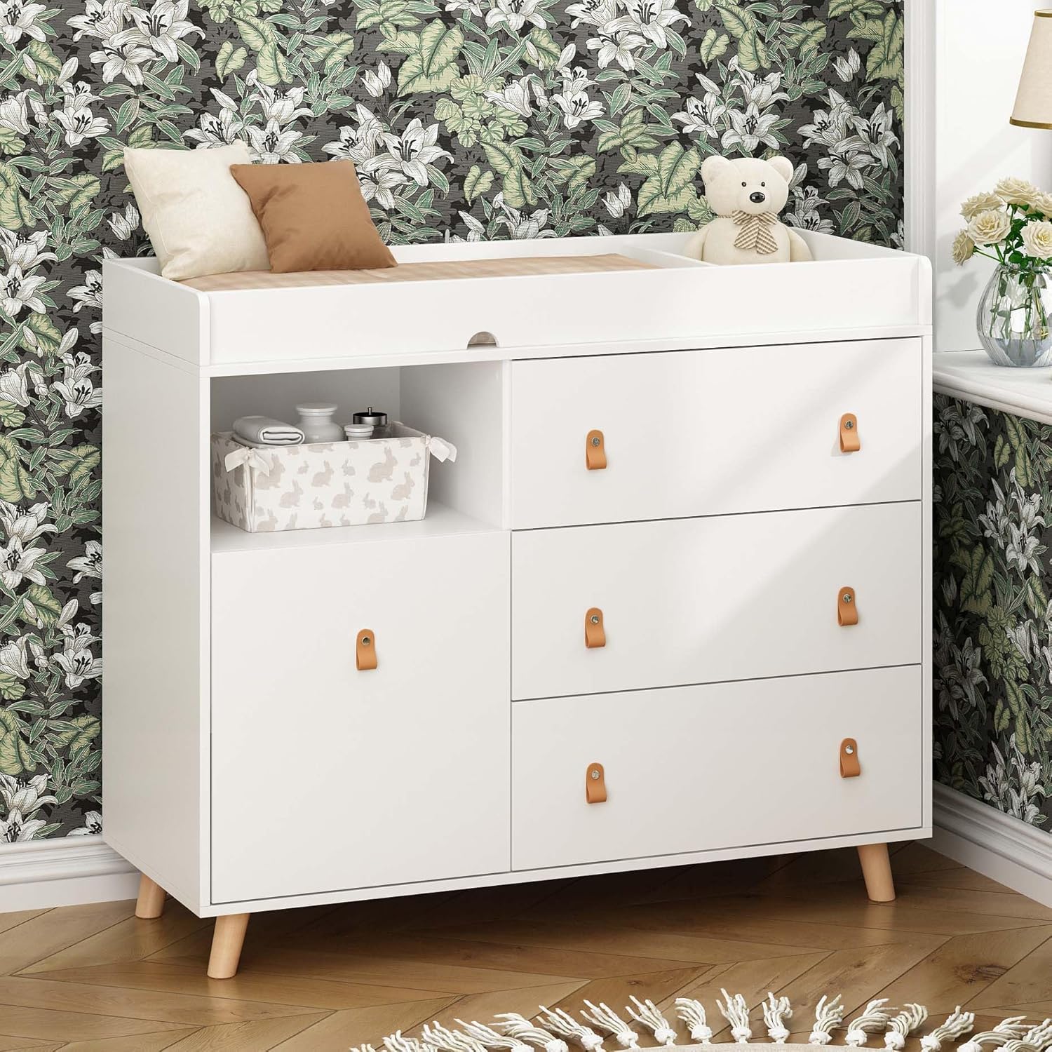 Baby Nursery Shelf - Baby Dresser Changing Table with Drawers