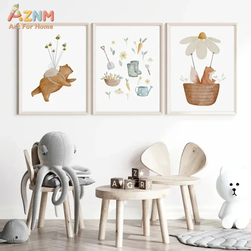 AZNM Watercolor Bear Fox Anima – Baby Nursery Frames recenzja i cena
