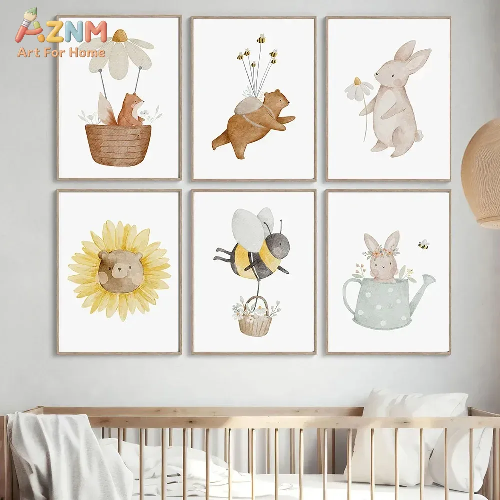AZNM Watercolor Bear Fox Anima – Baby Nursery Frames recenzja i cena