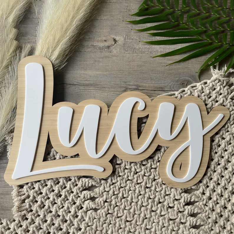 1pc Layered Name Sign, Cream C – Baby Name Wall Art recenzja i cena