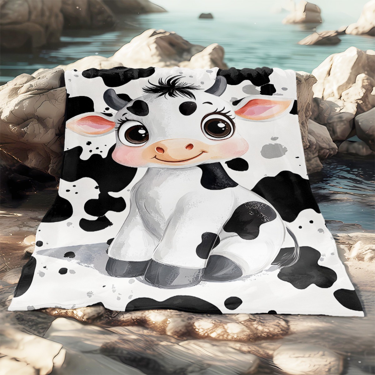 Cute Cartoon Cow Black White S – Baby Nursery Animal Theme recenzja i cena