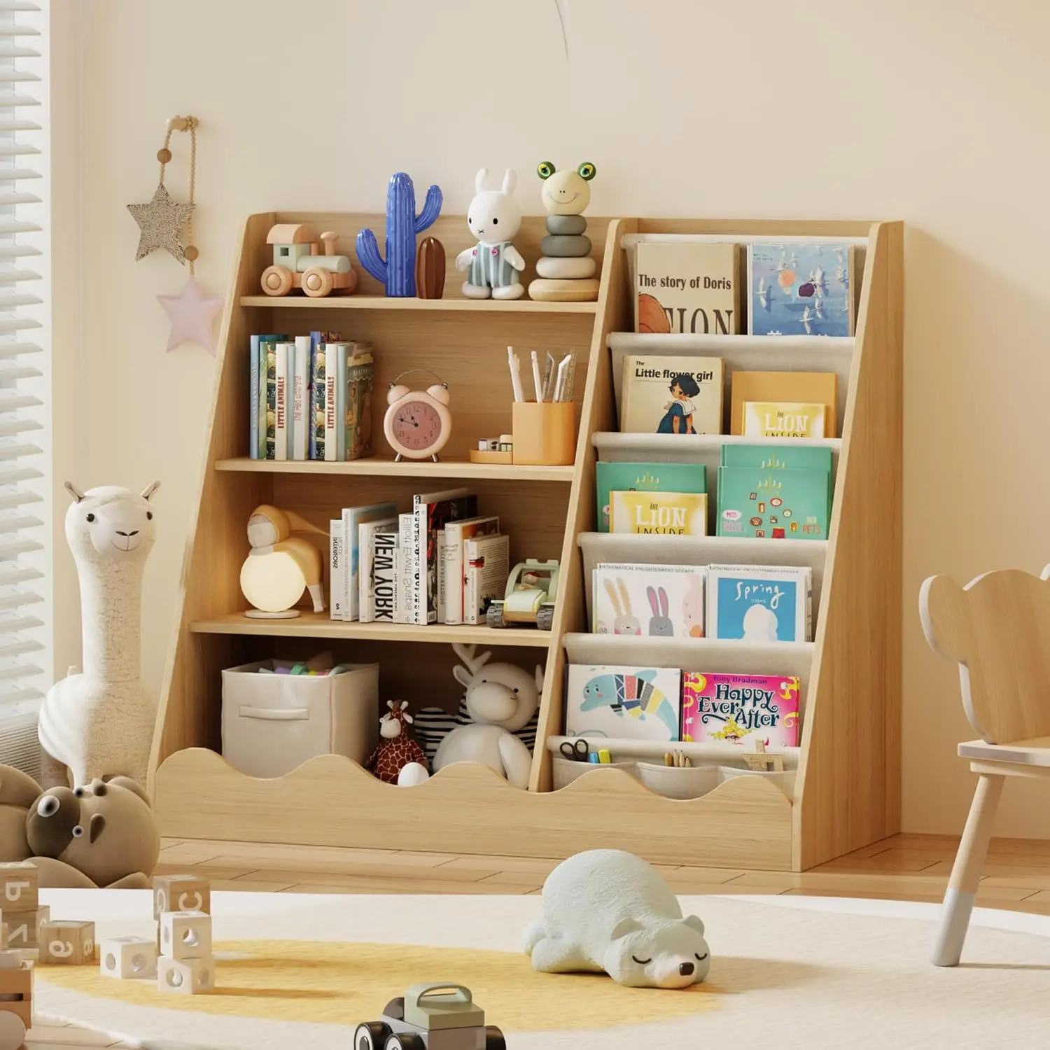 Wooden Kids Bookcase 4 Tier Ba – Baby Nursery Shelf recenzja i cena