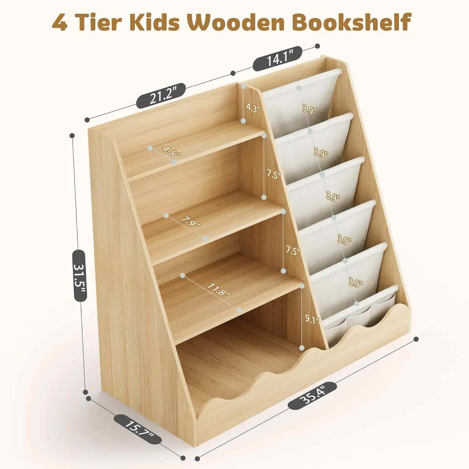 Wooden Kids Bookcase 4 Tier Ba – Baby Nursery Shelf recenzja i cena