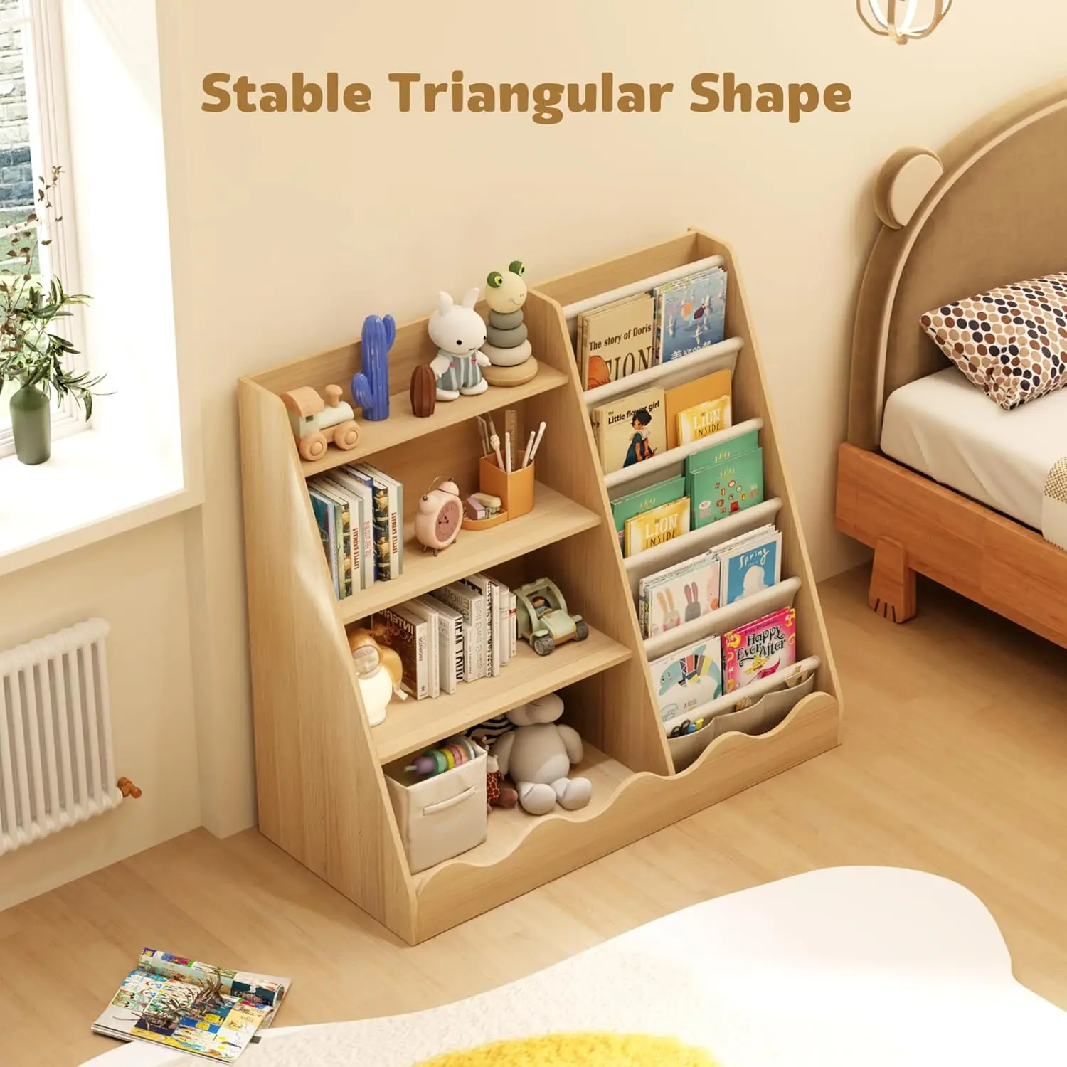 Wooden Kids Bookcase 4 Tier Ba – Baby Nursery Shelf recenzja i cena