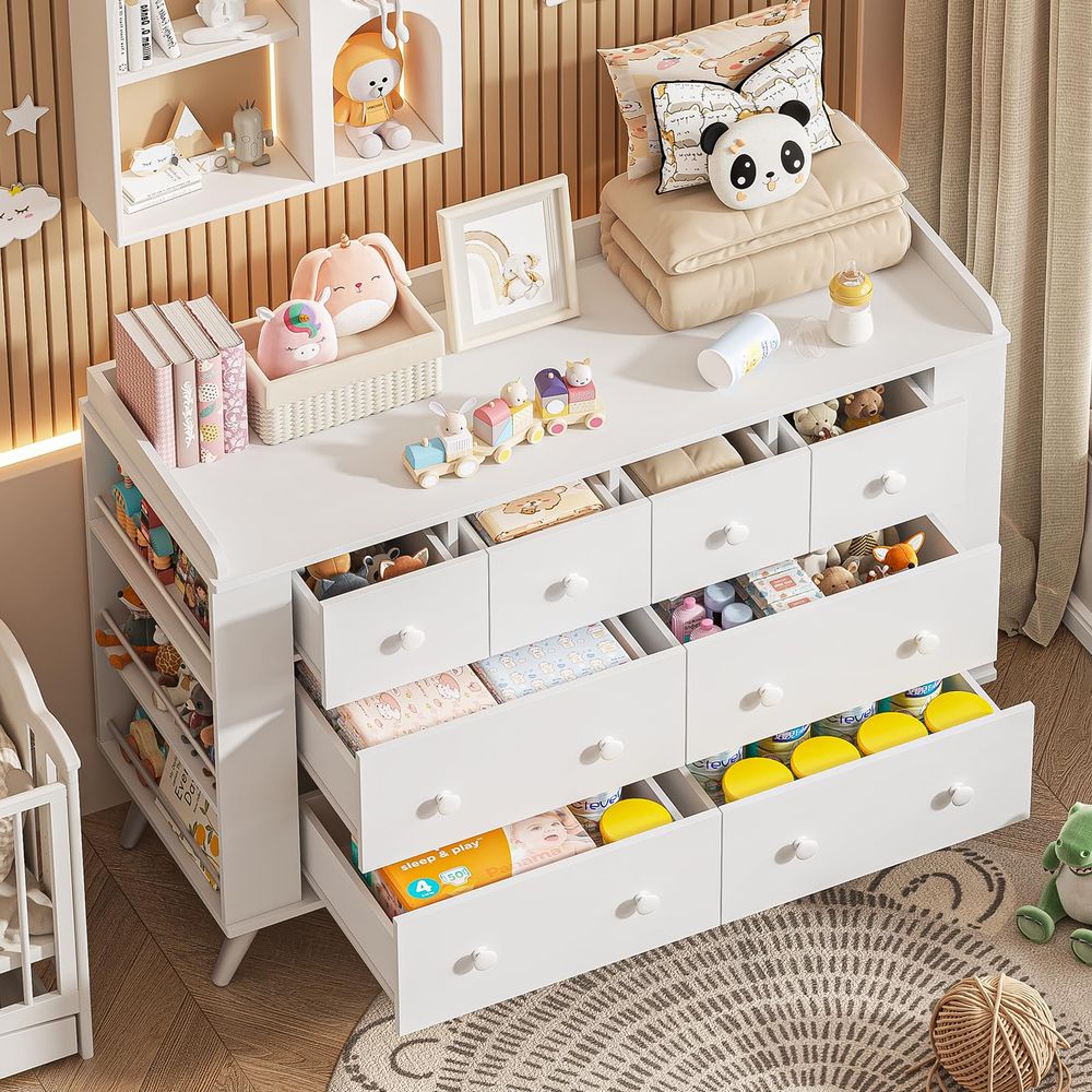 Kids Dresser Cabinet with 8 Dr – Baby Nursery Dresser Changing Table recenzja i cena