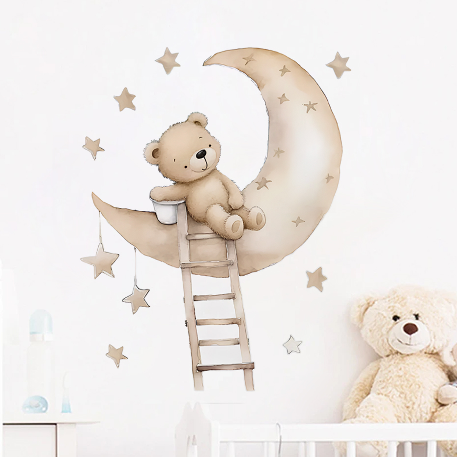 Cute Bear Star Cloud Wall Stic – Baby Nursery Girl Room recenzja i cena
