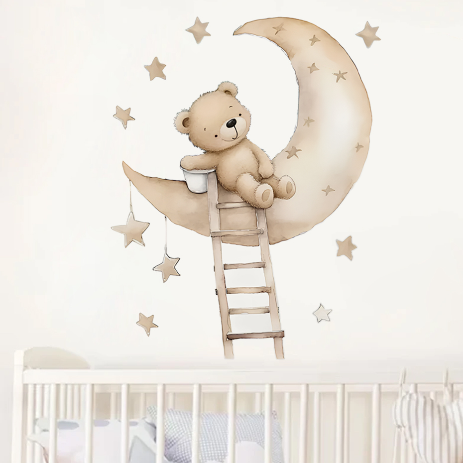 Cute Bear Star Cloud Wall Stic – Baby Nursery Girl Room recenzja i cena