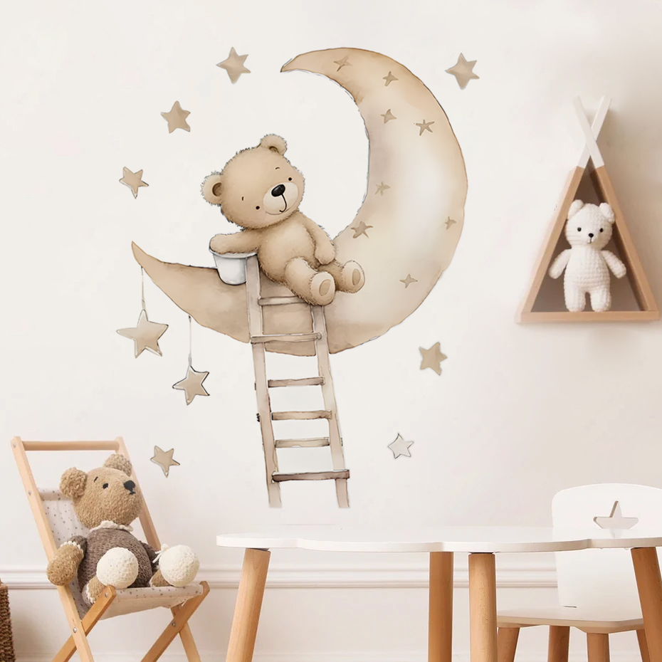 Cute Bear Star Cloud Wall Stic – Baby Nursery Girl Room recenzja i cena