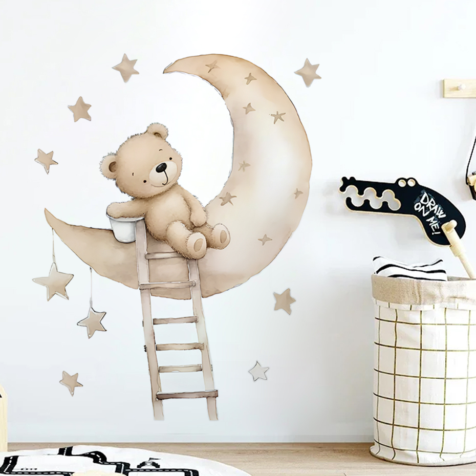 Cute Bear Star Cloud Wall Stic – Baby Nursery Girl Room recenzja i cena