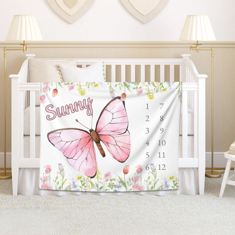 VIKAMA Watercolor Pink Butterf – Baby Nursery Decor Girl recenzja i cena