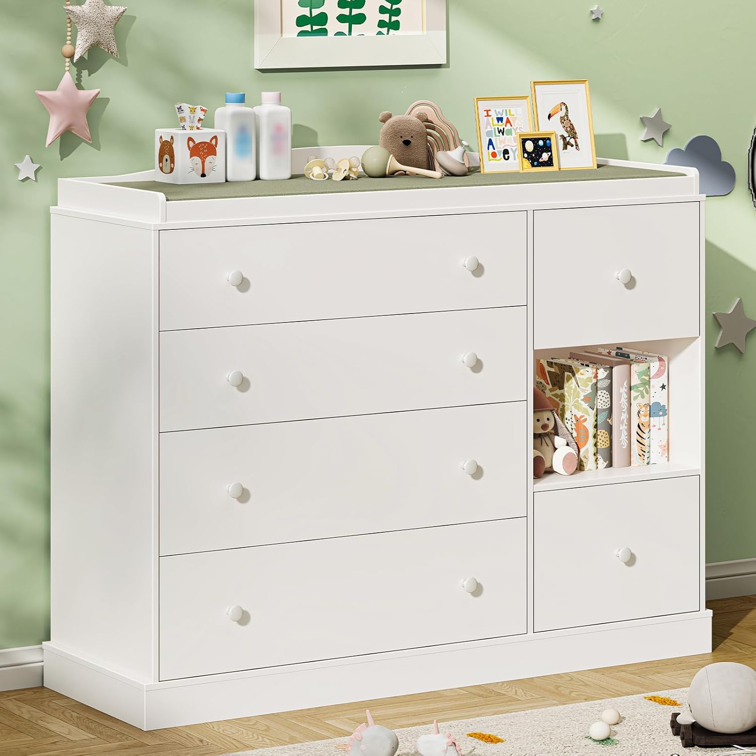 Kids Dresser Cabinet with Shel – Baby Nursery Dresser Changing Table recenzja i cena