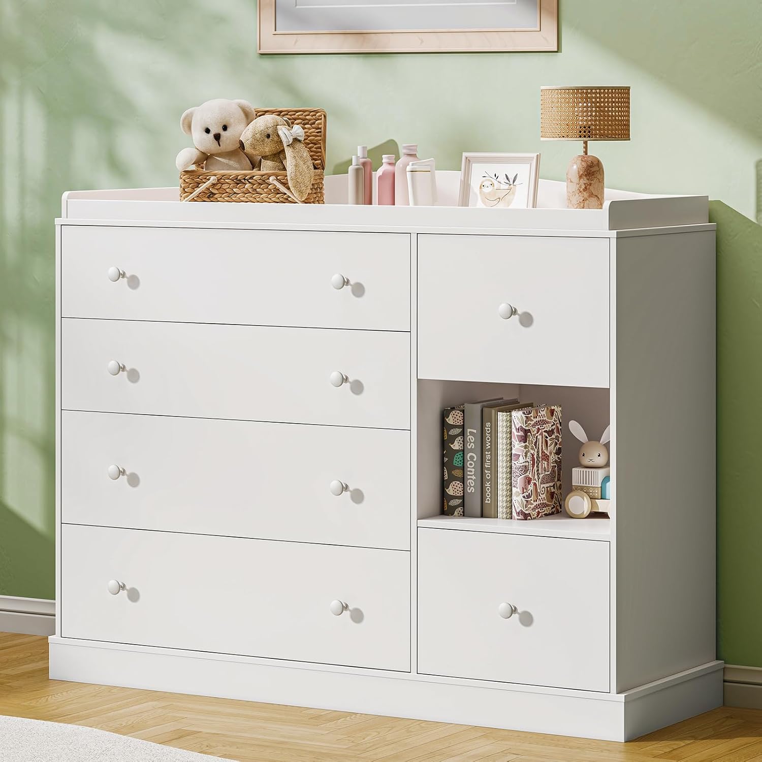 Kids Dresser Cabinet with Shel – Baby Nursery Dresser Changing Table recenzja i cena