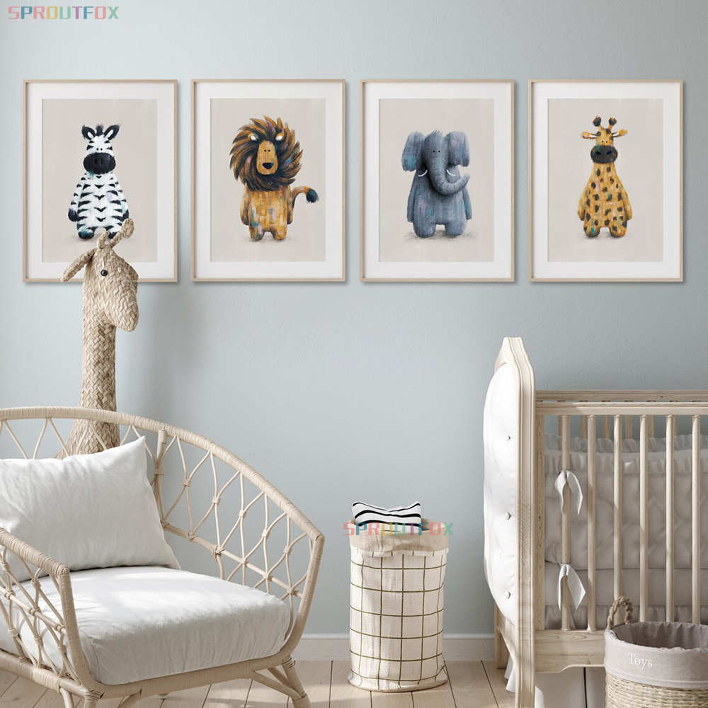 Giraffe, Lions, Elephant Canva – Baby Nursery Frames recenzja i cena