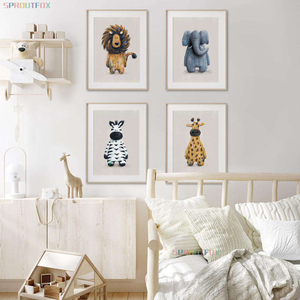 Giraffe, Lions, Elephant Canva – Baby Nursery Frames recenzja i cena