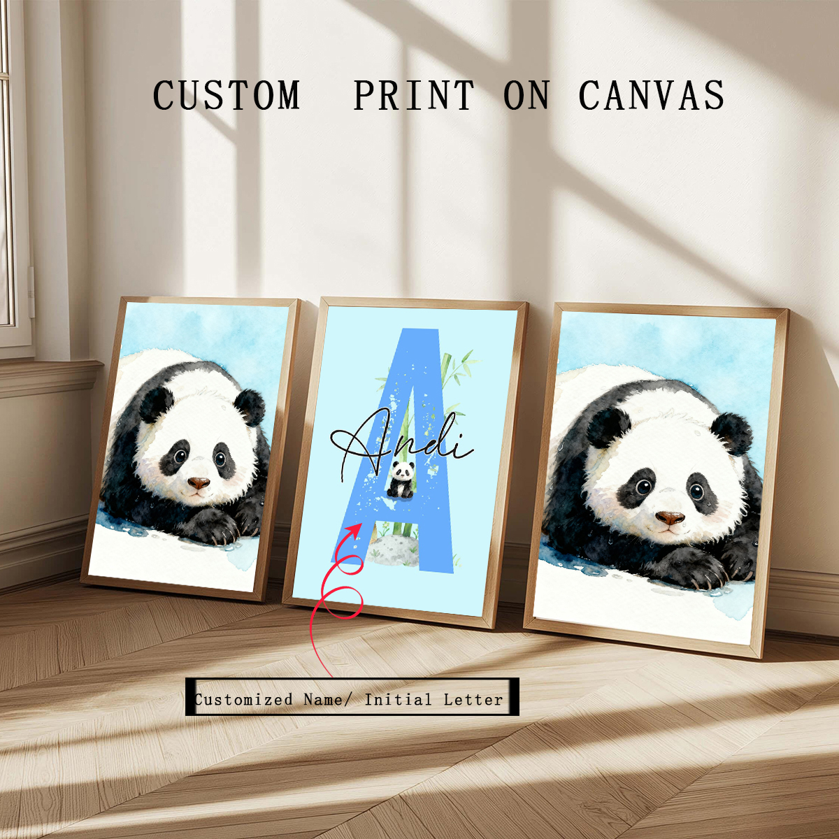 3pcs Personalized Panda Nurser – Baby Nursery Decor Girl recenzja i cena