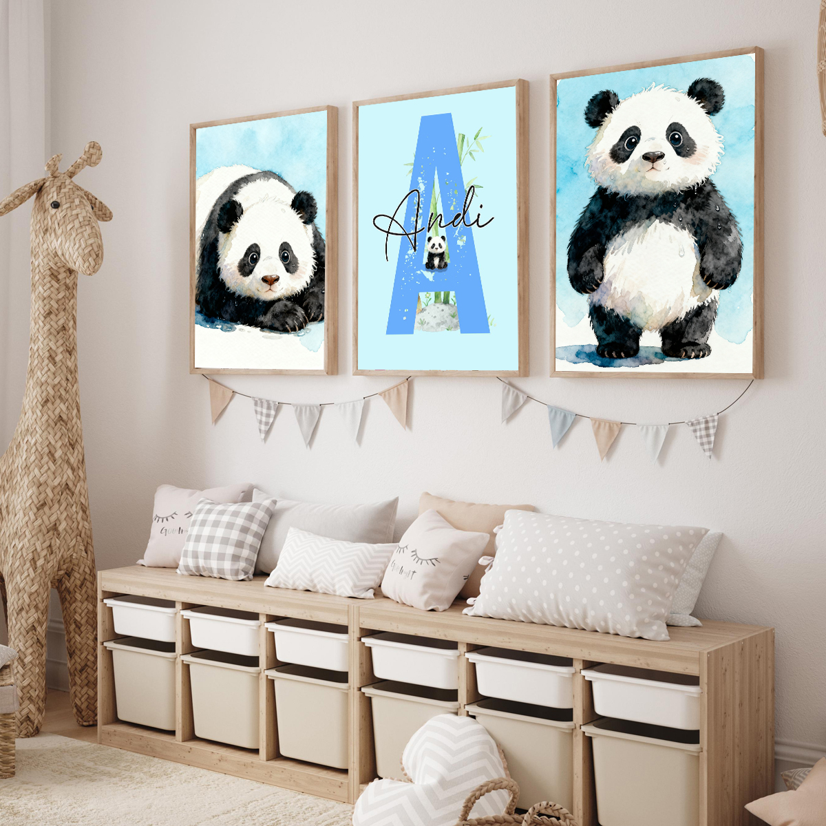 3pcs Personalized Panda Nurser – Baby Nursery Decor Girl recenzja i cena