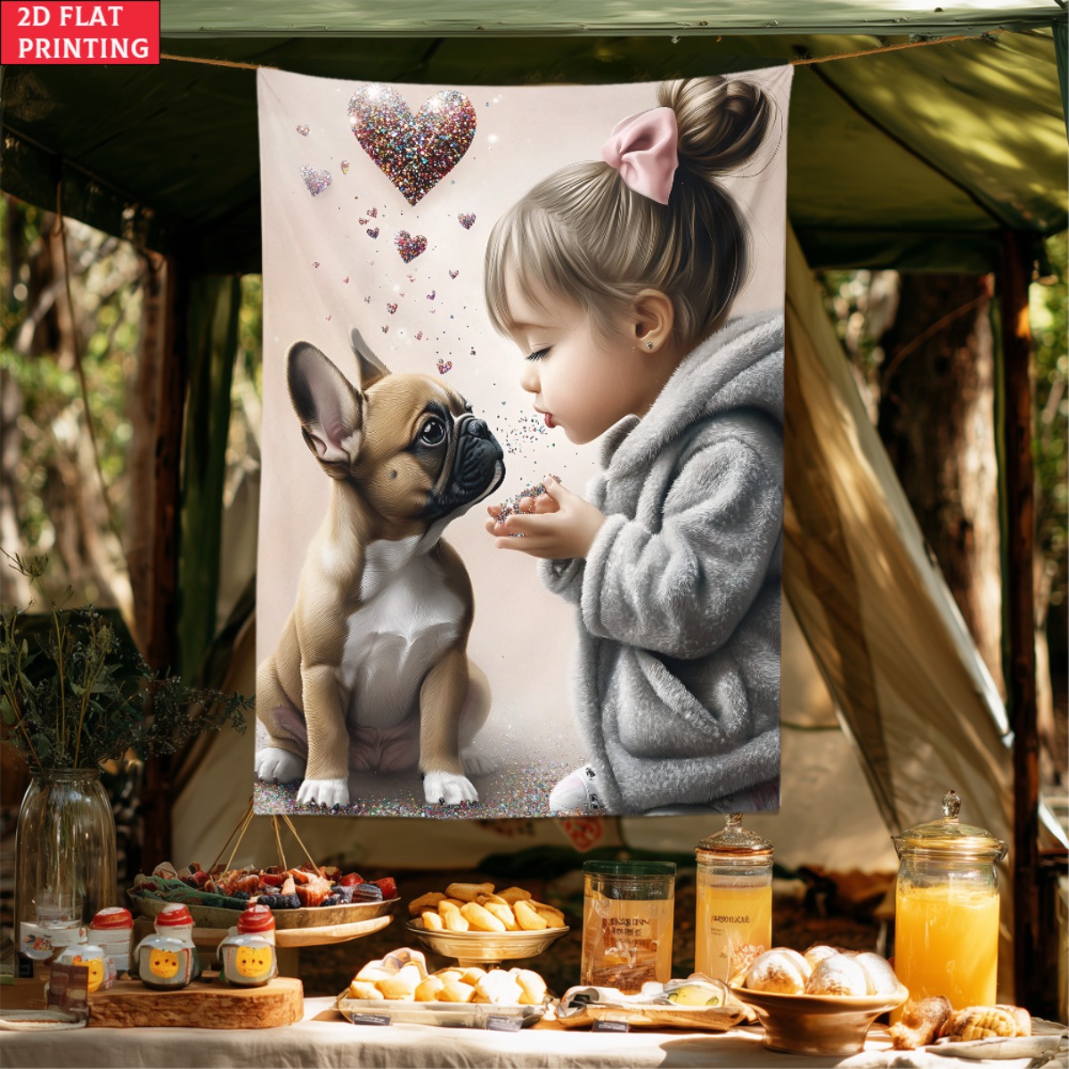 Girl with french bulldog puppy – Baby Nursery Girl Room recenzja i cena