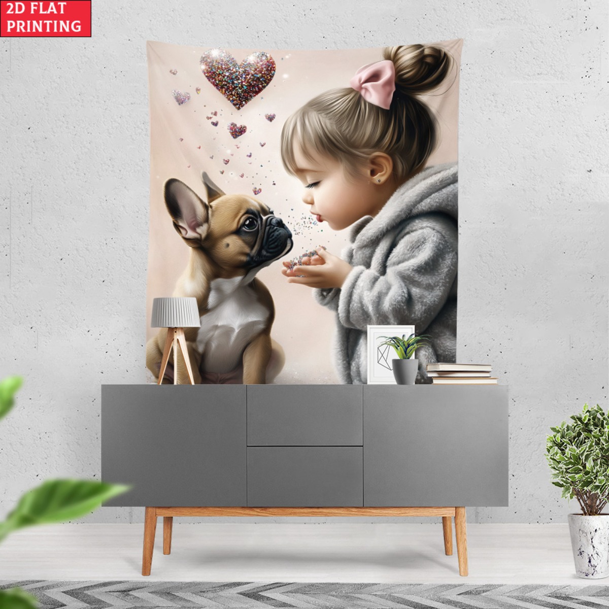 Girl with french bulldog puppy – Baby Nursery Girl Room recenzja i cena