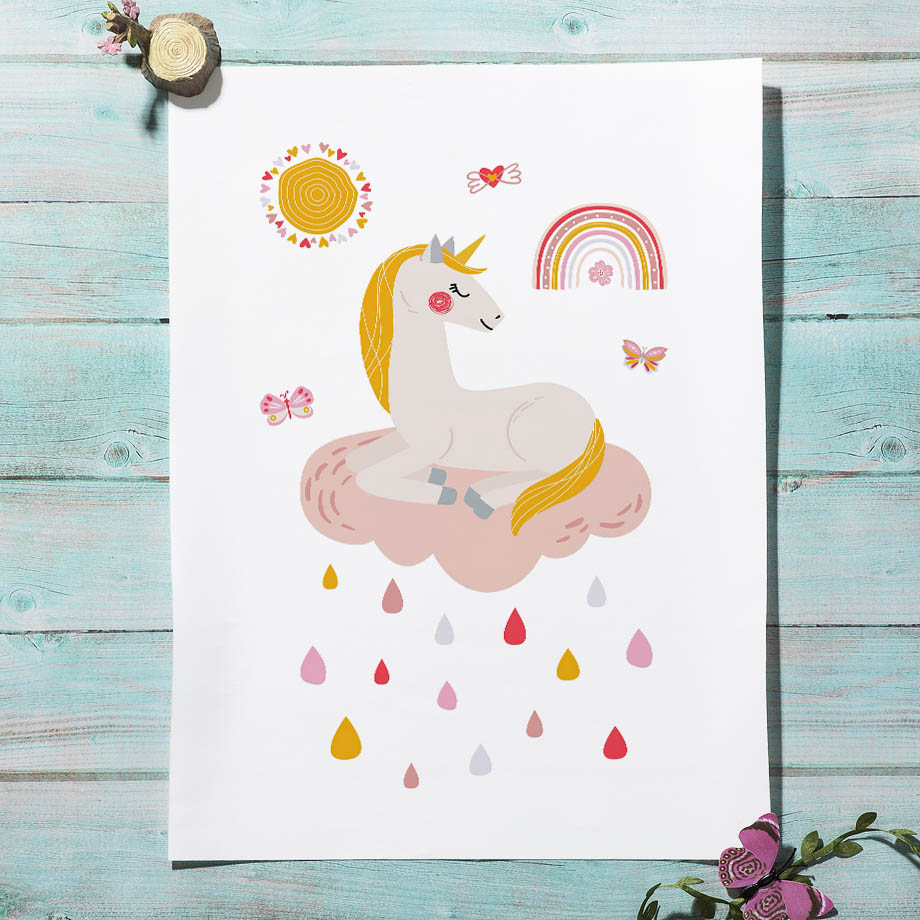 Kawaii Cartoon Unicorn Rainbow – Baby Unicorn Nursery recenzja i cena