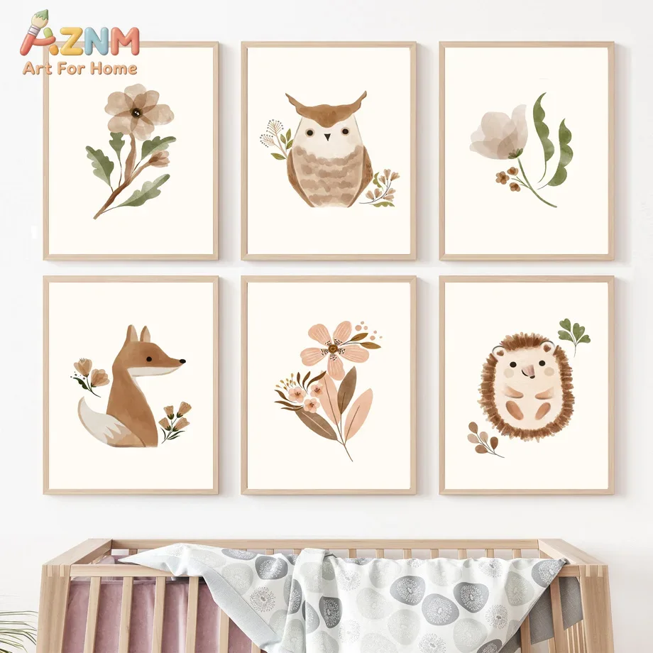 Woodland Nursery Wall Art  Squ – Baby Nursery Animal Theme recenzja i cena