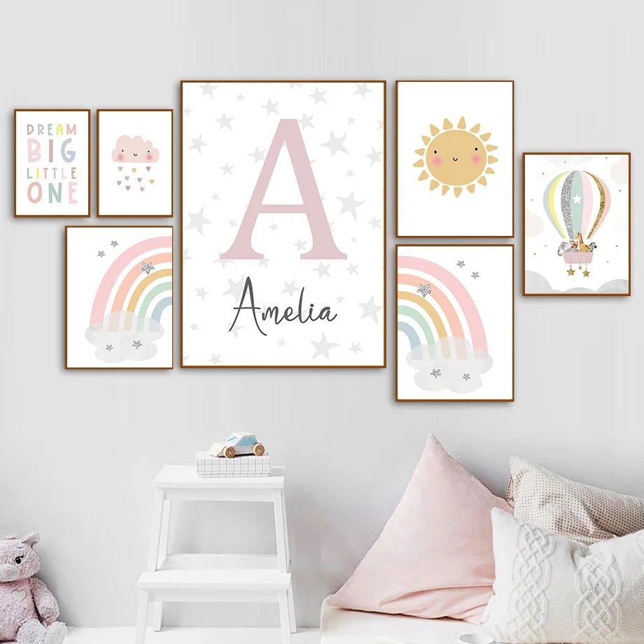 Giraffe Elephant Hot Balloon S – Baby Name Wall Art recenzja i cena