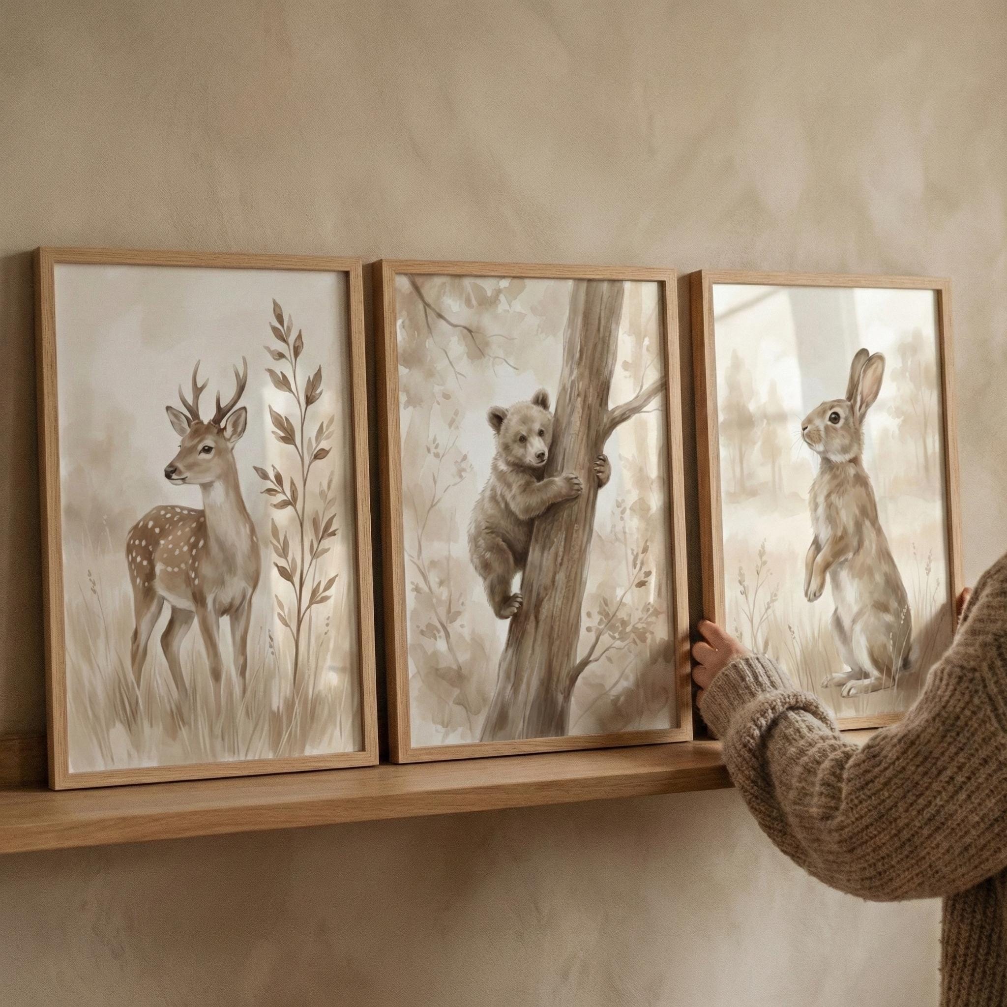 Woodland Animals Print Neutral – Baby Nursery Frames recenzja i cena