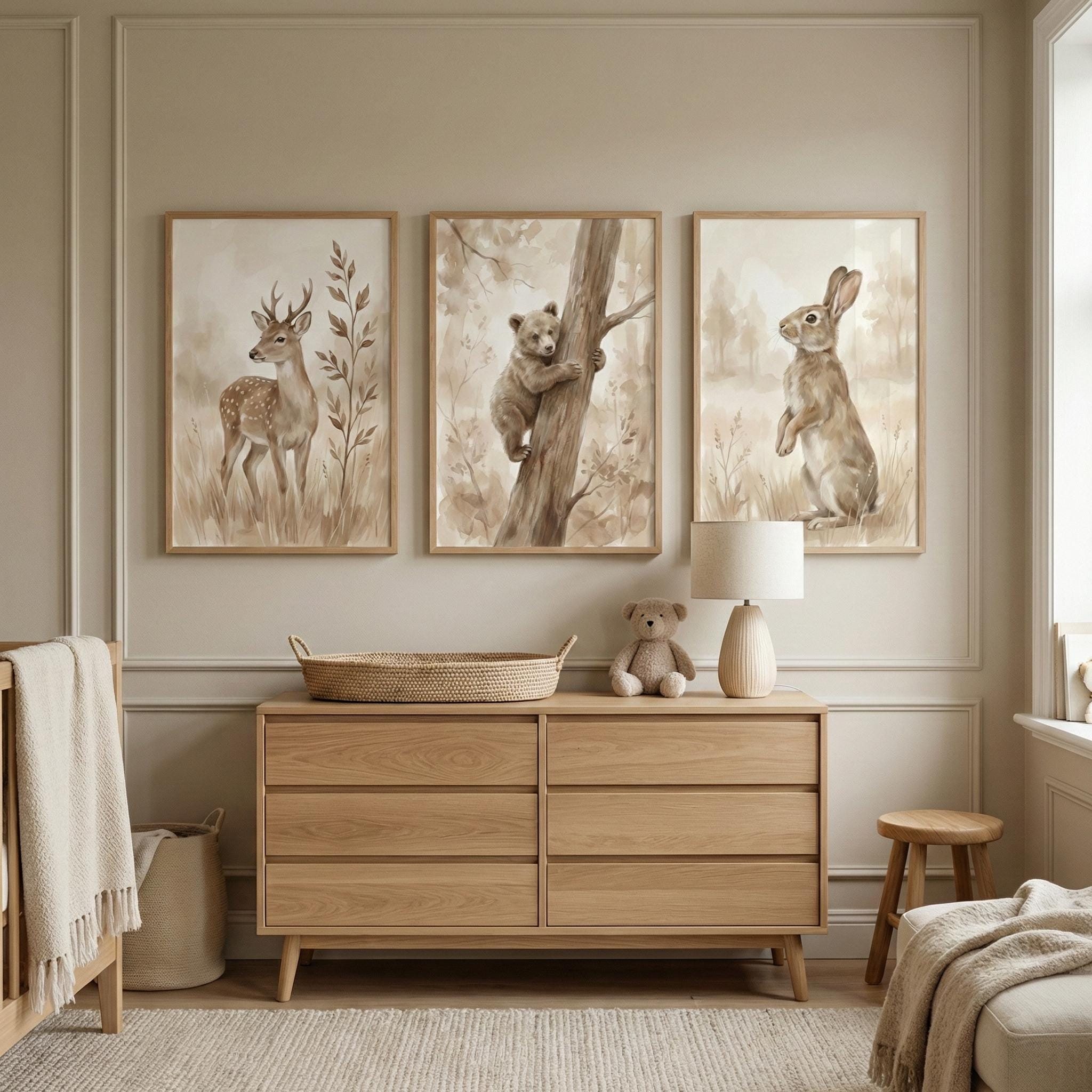 Woodland Animals Print Neutral – Baby Nursery Frames recenzja i cena
