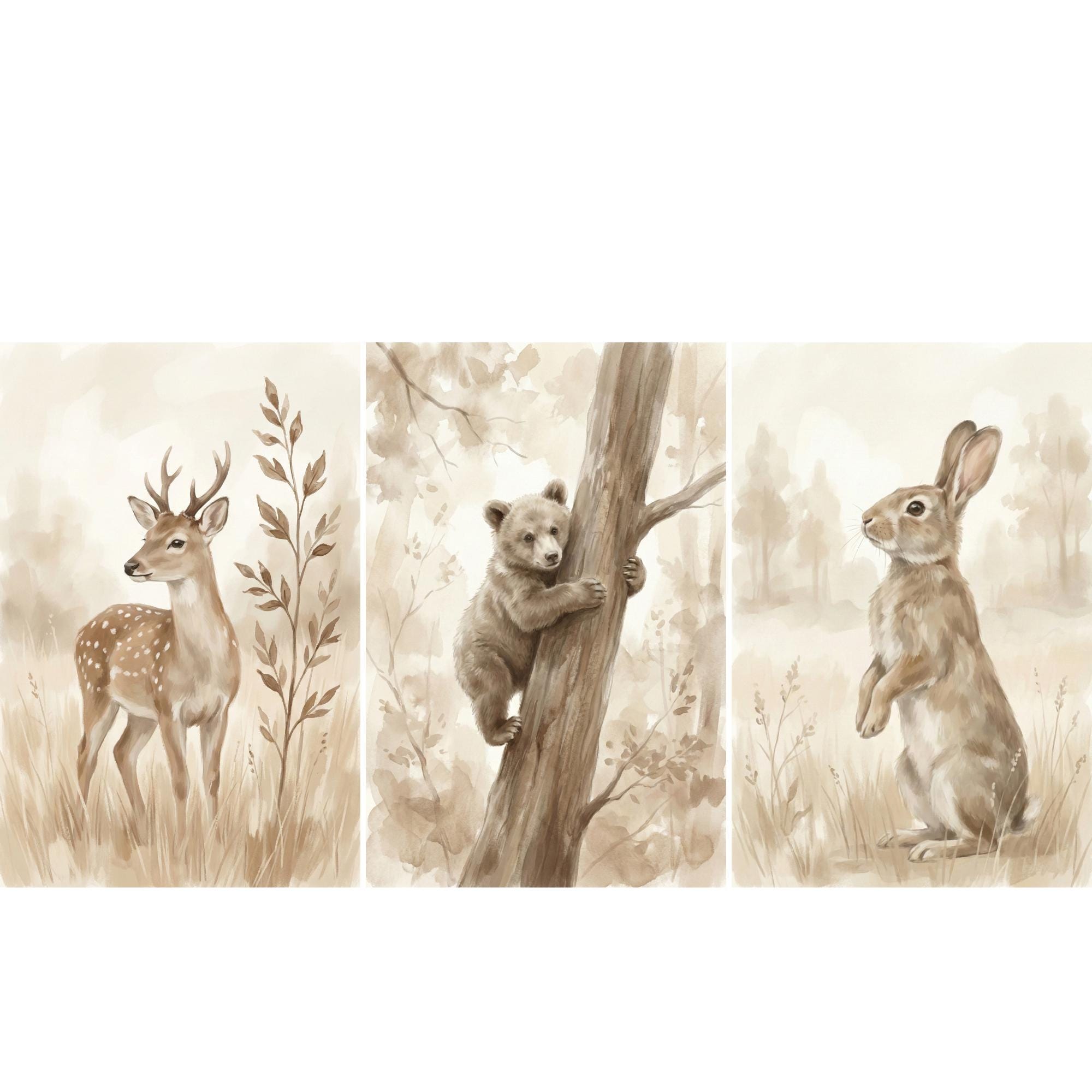 Woodland Animals Print Neutral – Baby Nursery Frames recenzja i cena