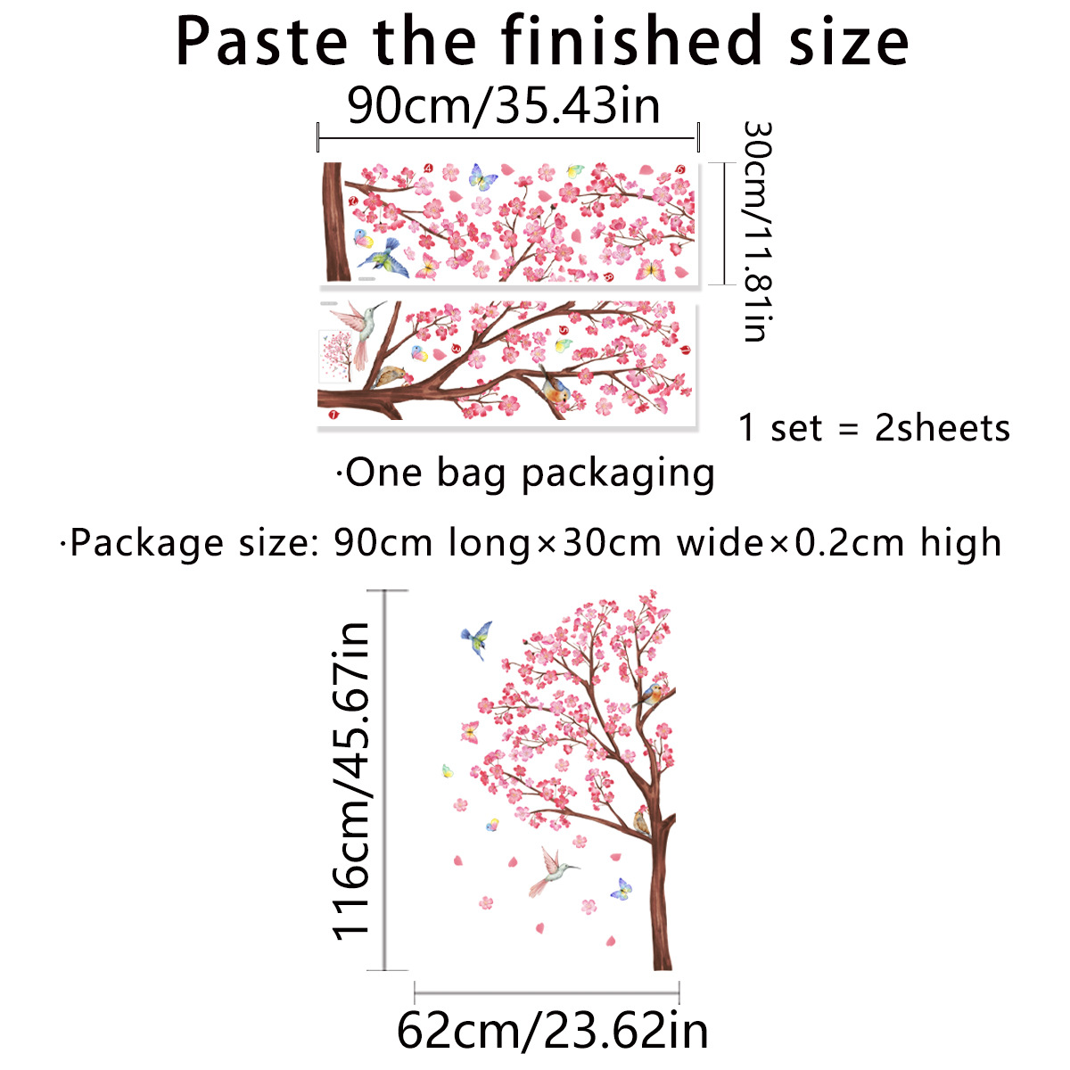Watercolour Bird Flower Wall S – Baby Nursery Girl Room recenzja i cena
