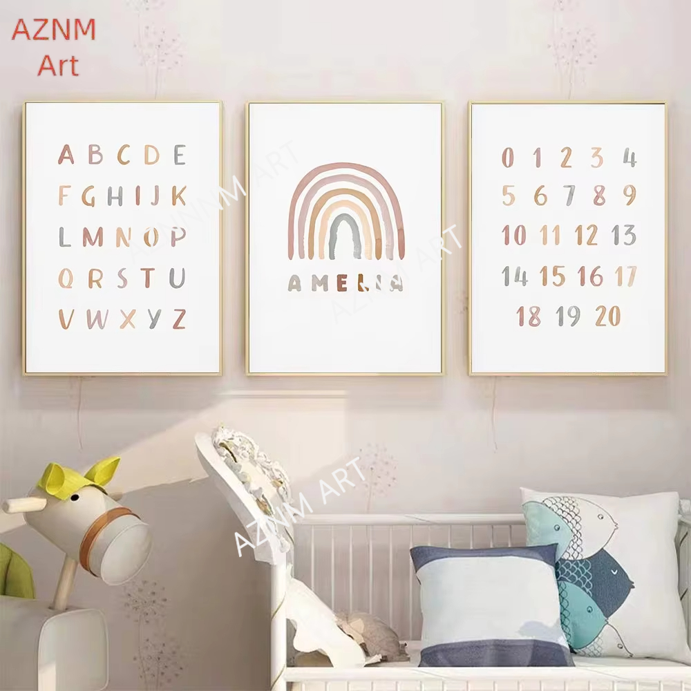 1/3PCS ，Poster Custom ABC 123  – Baby Name Wall Art recenzja i cena