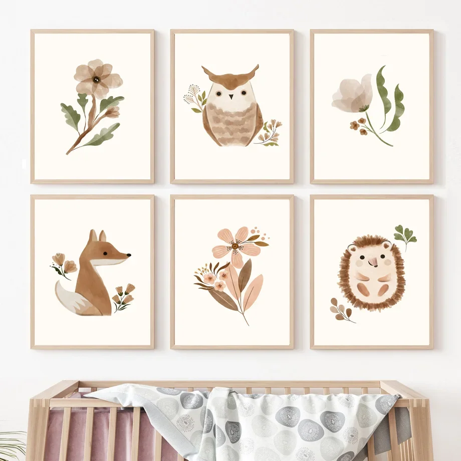 Woodland Nursery Wall Art  Squ – Baby Nursery Animal Theme recenzja i cena