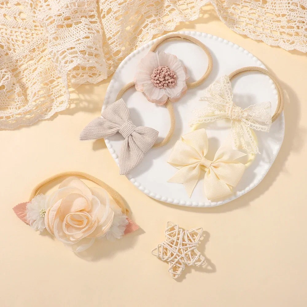 5Pcs Baby Flower Lace Bow Head – Baby Nursery Set recenzja i cena