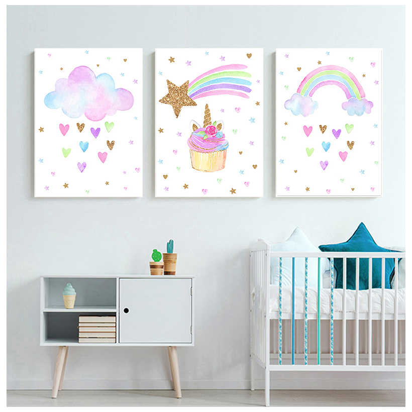 Rainbow Unicorn Wall Art Print – Baby Unicorn Nursery recenzja i cena