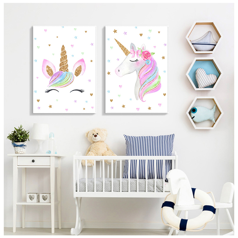 Rainbow Unicorn Wall Art Print – Baby Unicorn Nursery recenzja i cena