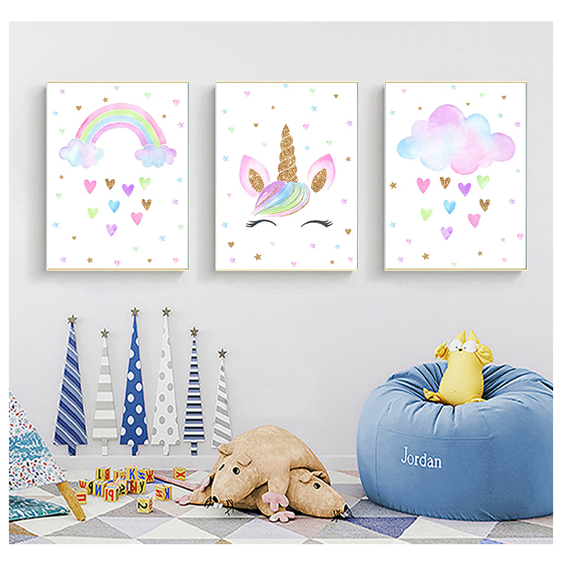 Rainbow Unicorn Wall Art Print – Baby Unicorn Nursery recenzja i cena
