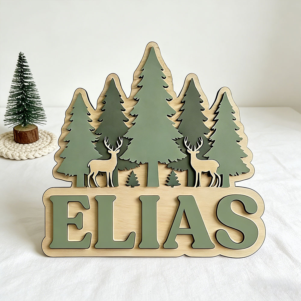 Custom Forest Elk Pine Tree Na – Baby Nursery Forest Theme recenzja i cena