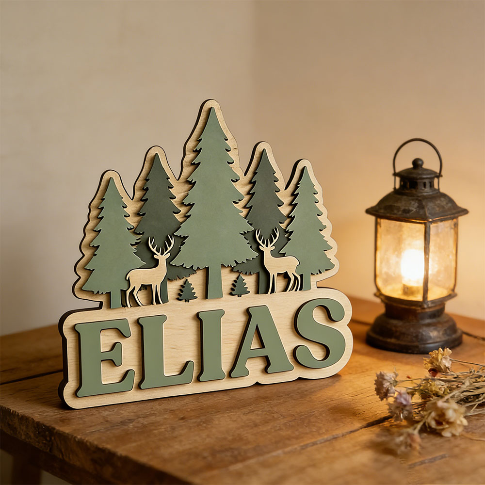Custom Forest Elk Pine Tree Na – Baby Nursery Forest Theme recenzja i cena
