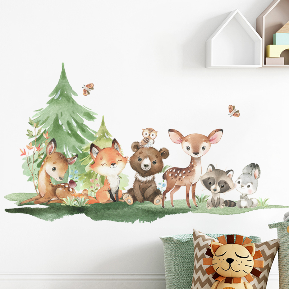 Forest Animals Theme Bear Deer – Baby Nursery Animal Theme recenzja i cena