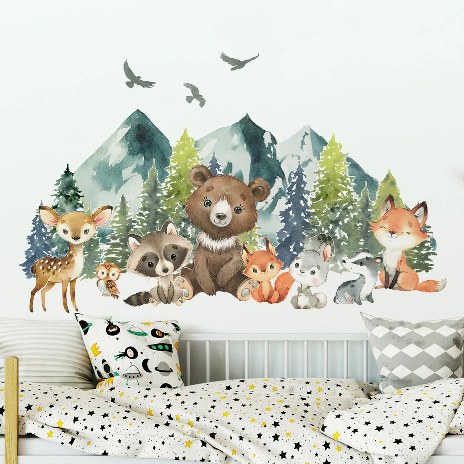Forest Animals Theme Bear Deer – Baby Nursery Animal Theme recenzja i cena